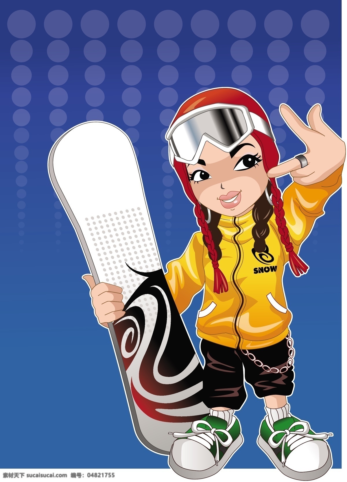 滑雪爱好者 滑雪板 海报 滑雪的女孩 黄色运动服