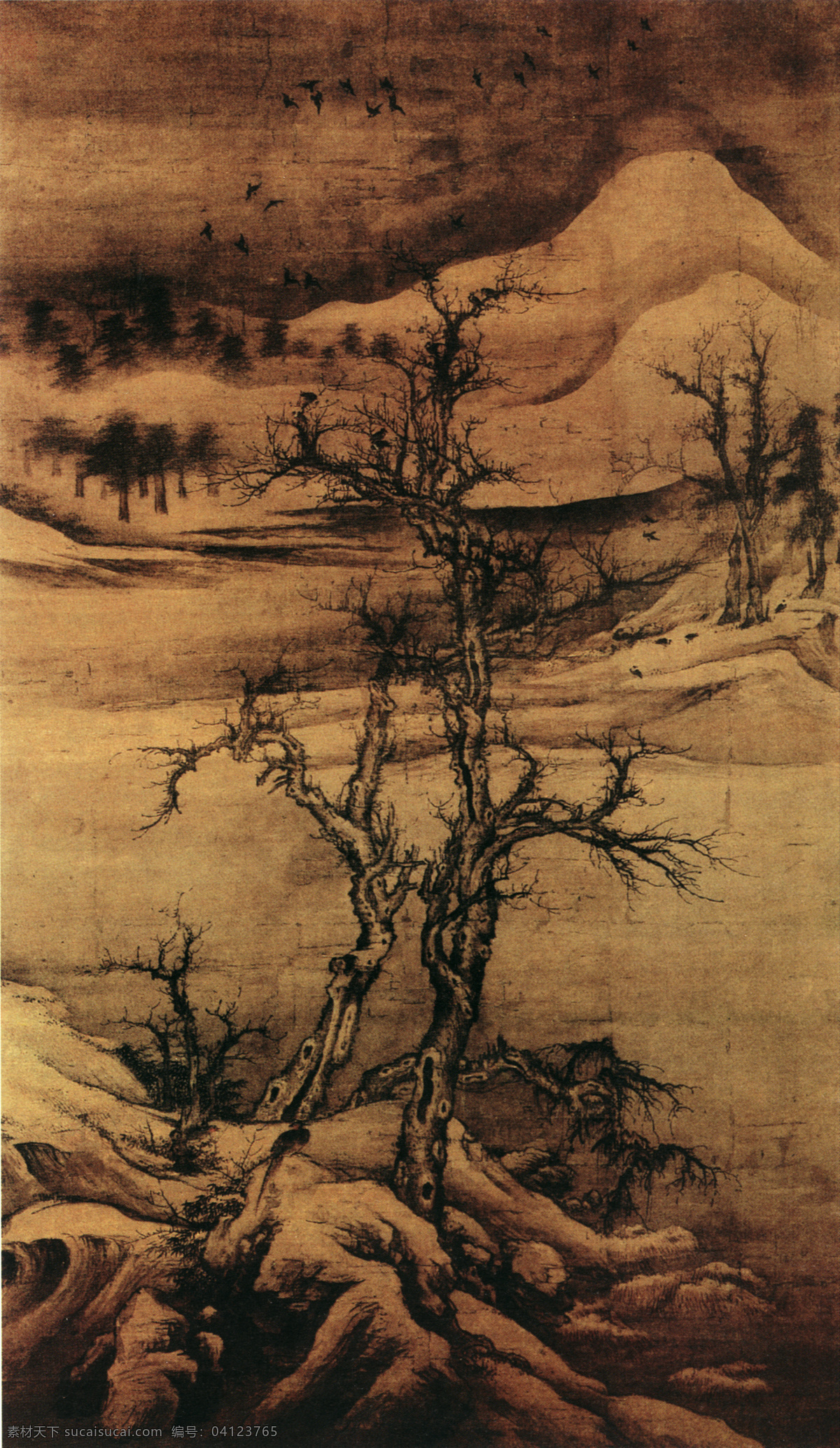 寒林群鸦图 传世名画 国画 文化艺术 绘画书法 设计图库