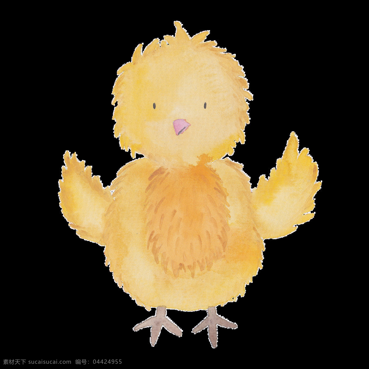 黄色 手绘 小鸡 透明 卡通 装饰 透明素材 免扣素材 装饰图案