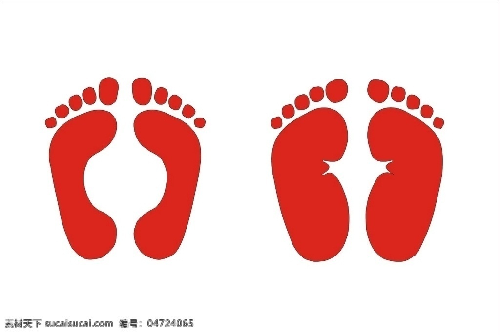 红脚印 脚印矢量图 双脚印 卡通脚印 标志图标 其他图标