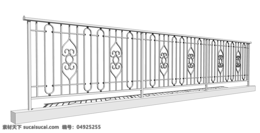 铁栅栏 花纹 中式 欧式 栅栏 栏杆 围栏 室外模型 3d设计 skp
