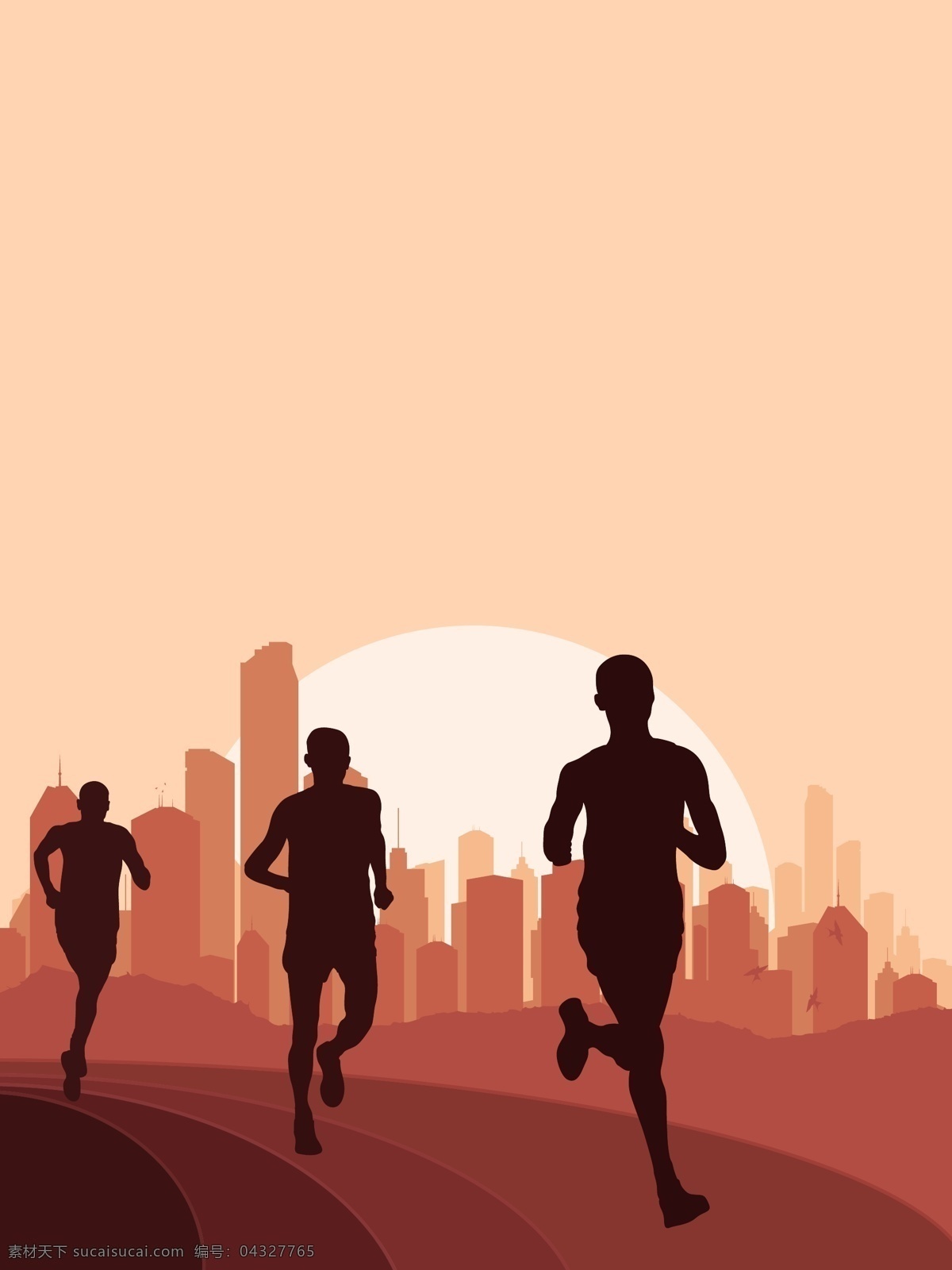 矢量 城市 运动 跑步 背景 橙色 比赛 马拉松 长跑 锻炼 海报