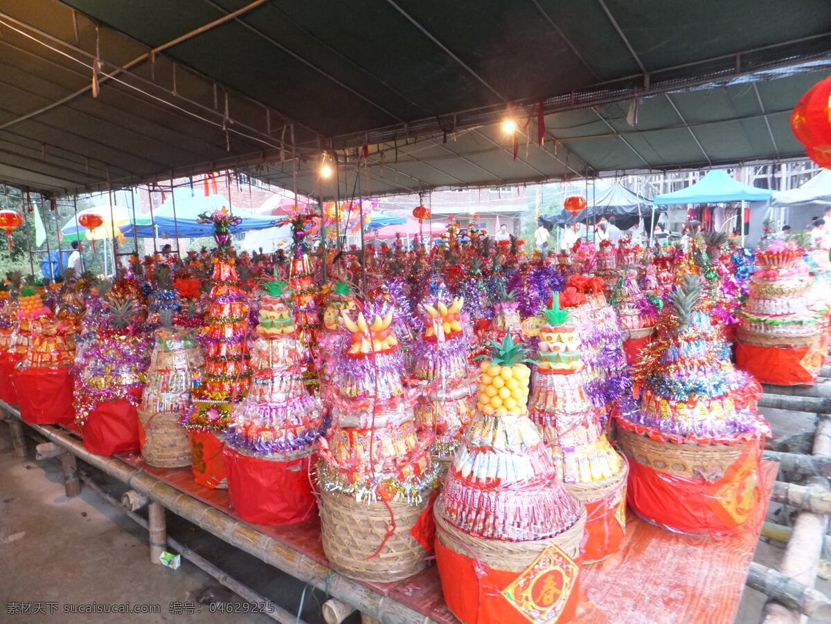 饼干 春字 果冻 红色 寺庙 糖果 文化艺术 祭 典 贡品 祭典贡品 饼塔 菠萝造型 祭典 庙宇 落成庆典 竹箩 宗教信仰 矢量图 其他矢量图