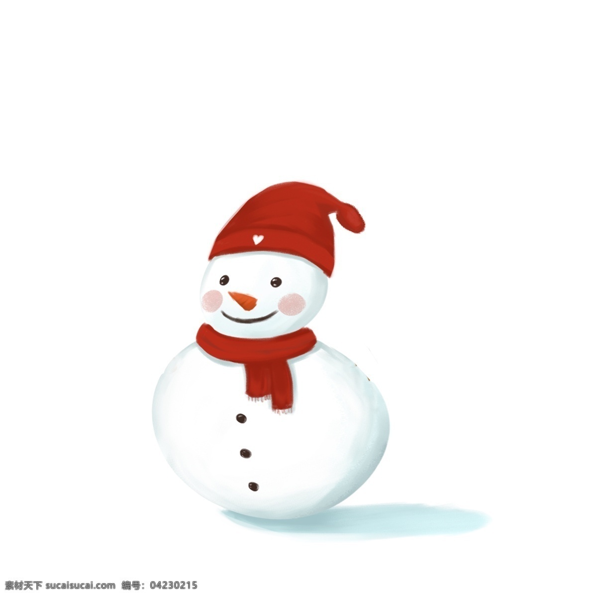 带 红色 帽子 围巾 小雪 人 商用 元素 清新 唯美 冬季 插画 彩绘 小雪人
