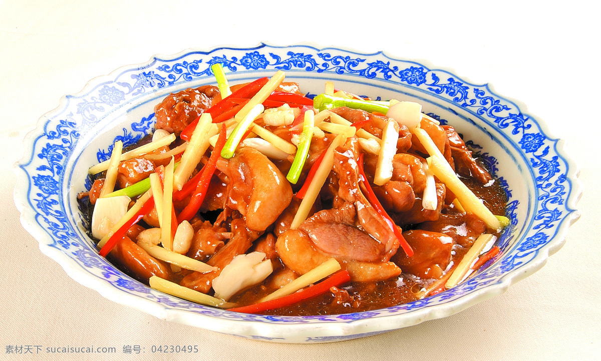 潮州生炒鸭 菜 潮州菜 鸭肉 小葱 彩椒 竹荪 餐饮美食 传统美食 摄影图库