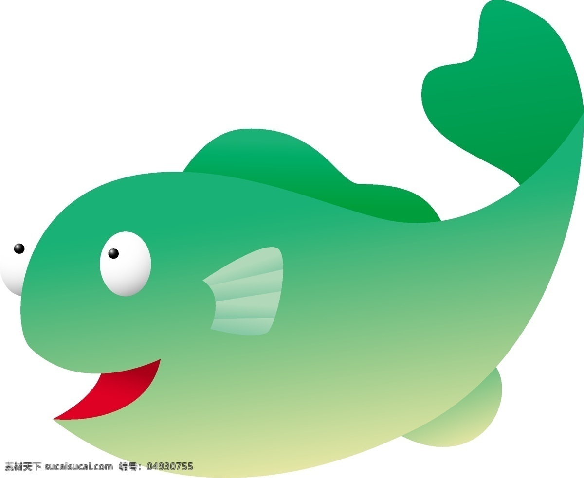 卡通鱼 绿色的鱼 海洋生物 卡通鱼类 生物世界 鱼类 矢量图库