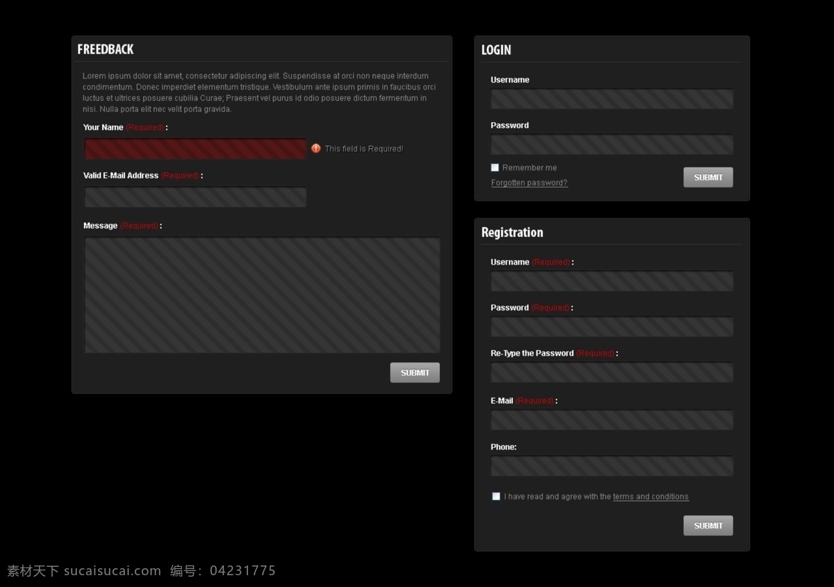 界面 登陆 框 分层 深色 应用界面 登录界面 注册界面 psd格式