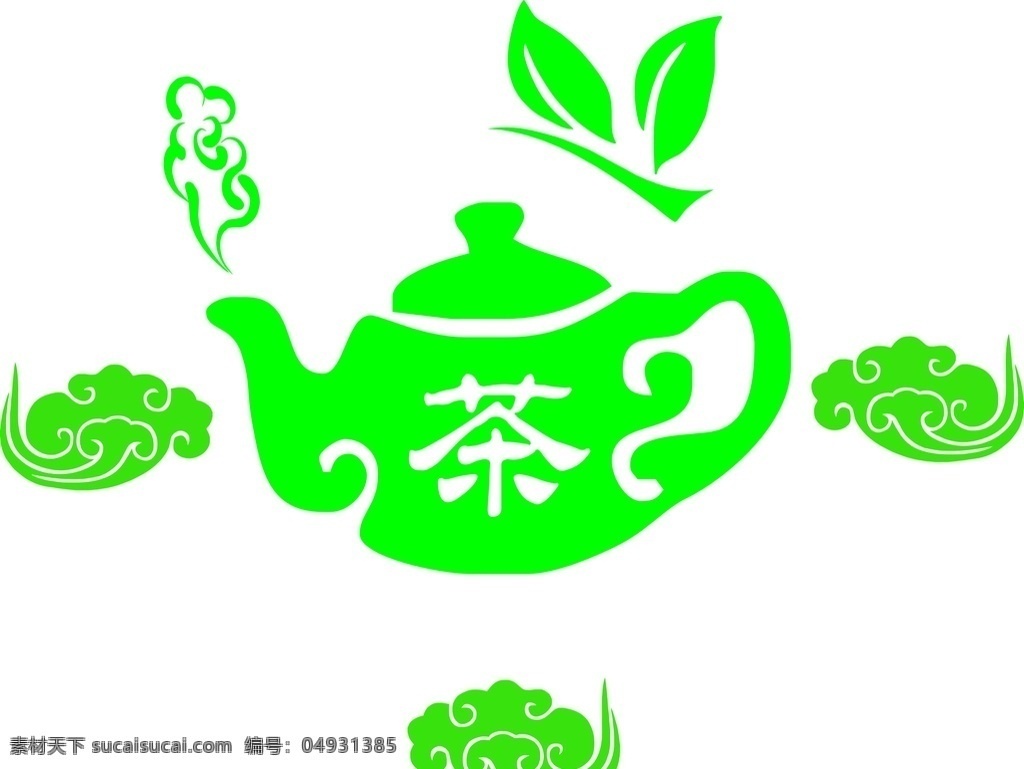 茶 茶壶 茶叶 祥云 不干胶 茶楼