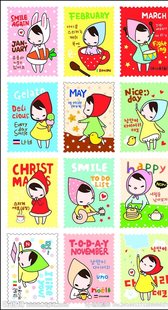 韩国 卡通 可爱 小红帽 小清新 卡通设计 矢量