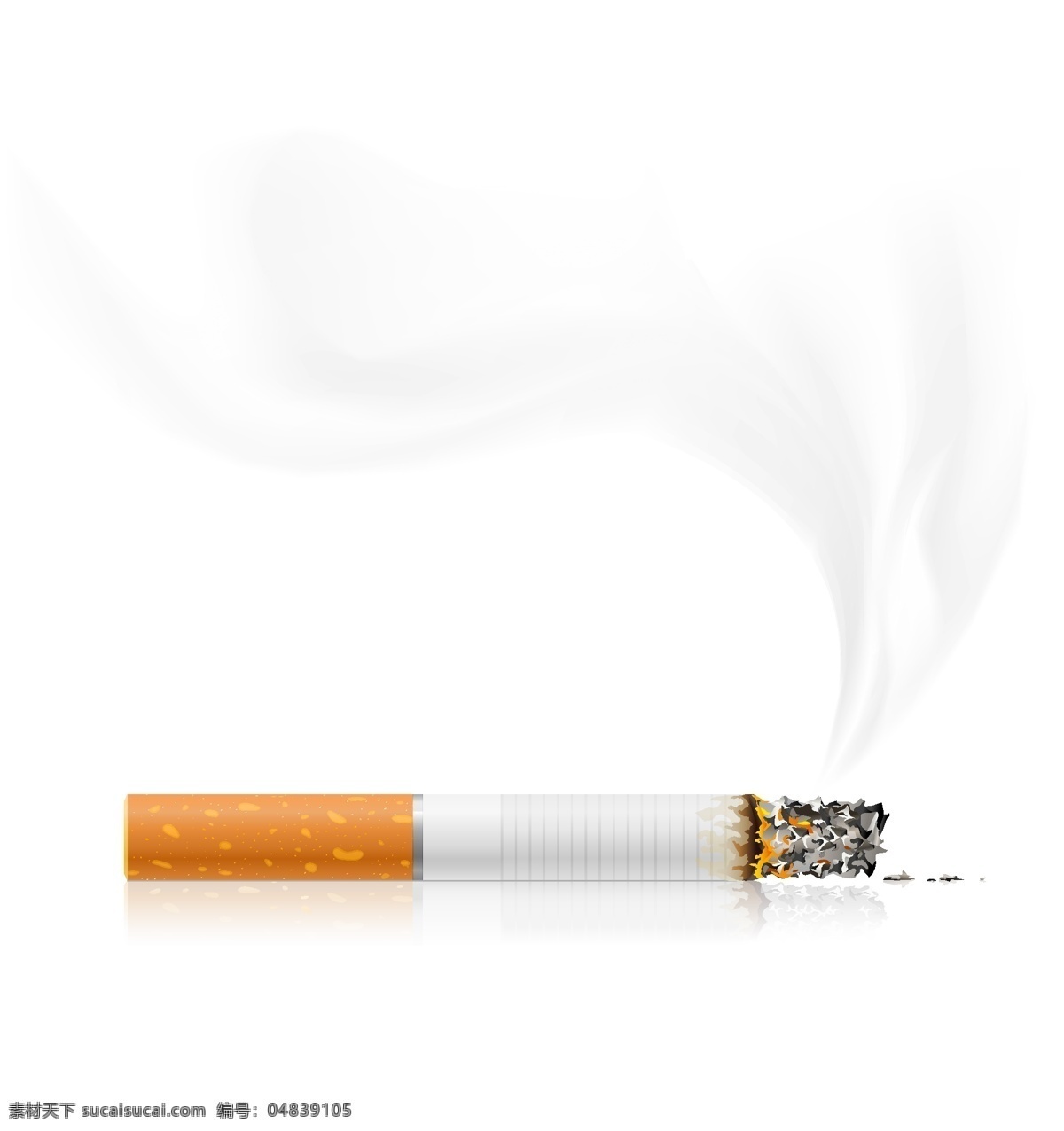 香烟 烟草 烟灰 烟头 烟蒂 点燃的香烟 禁烟广告 禁烟 吸烟有害健康 打火机 香烟主题 矢量素材 矢量