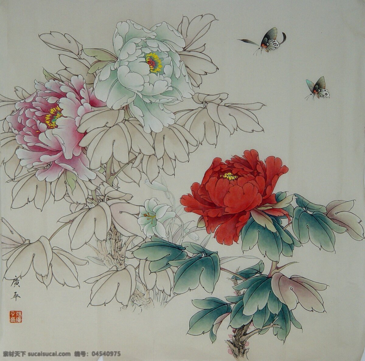 工笔花鸟 中国画 中国风 牡丹 古典 绘画书法 文化艺术