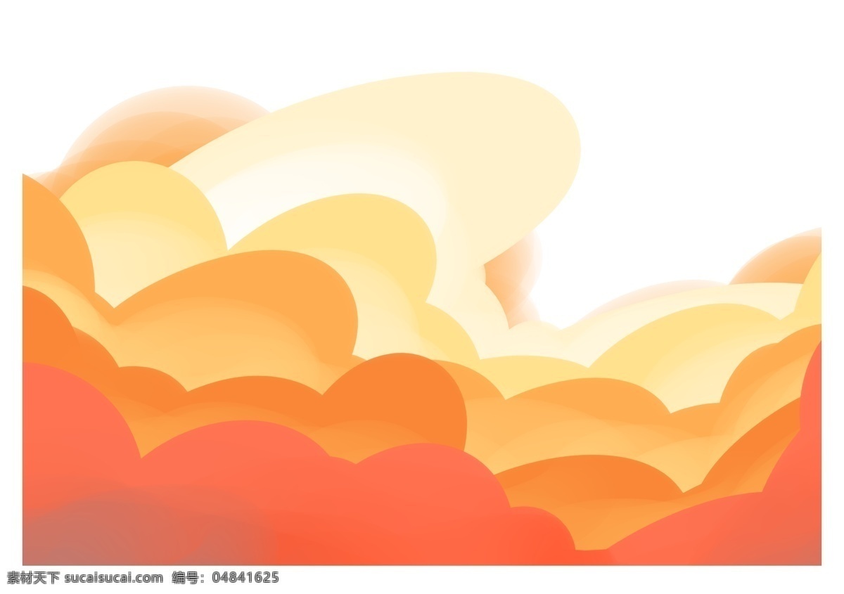 手绘 美丽 云层 插画 仙云 夕阳 美丽的云层 晚霞 彩云 云朵 橘红色的云朵 金色 渐变 云 景色 自然
