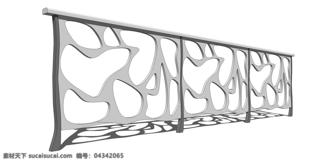 水 波纹 金属 栅栏 金属栅栏 铁栅栏 木制栅栏 栏杆 围栏 室外模型 3d设计 skp