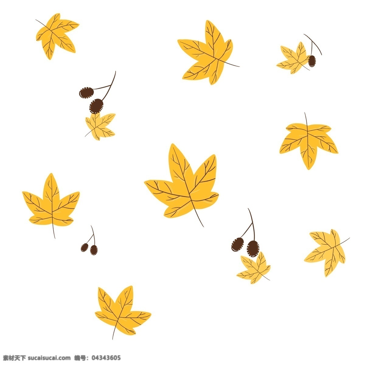 黄色 树叶 装饰 插画 黄色的树叶 漂亮的树叶 植物树叶 精美树叶 立体树叶 卡通树叶 漂浮的树叶