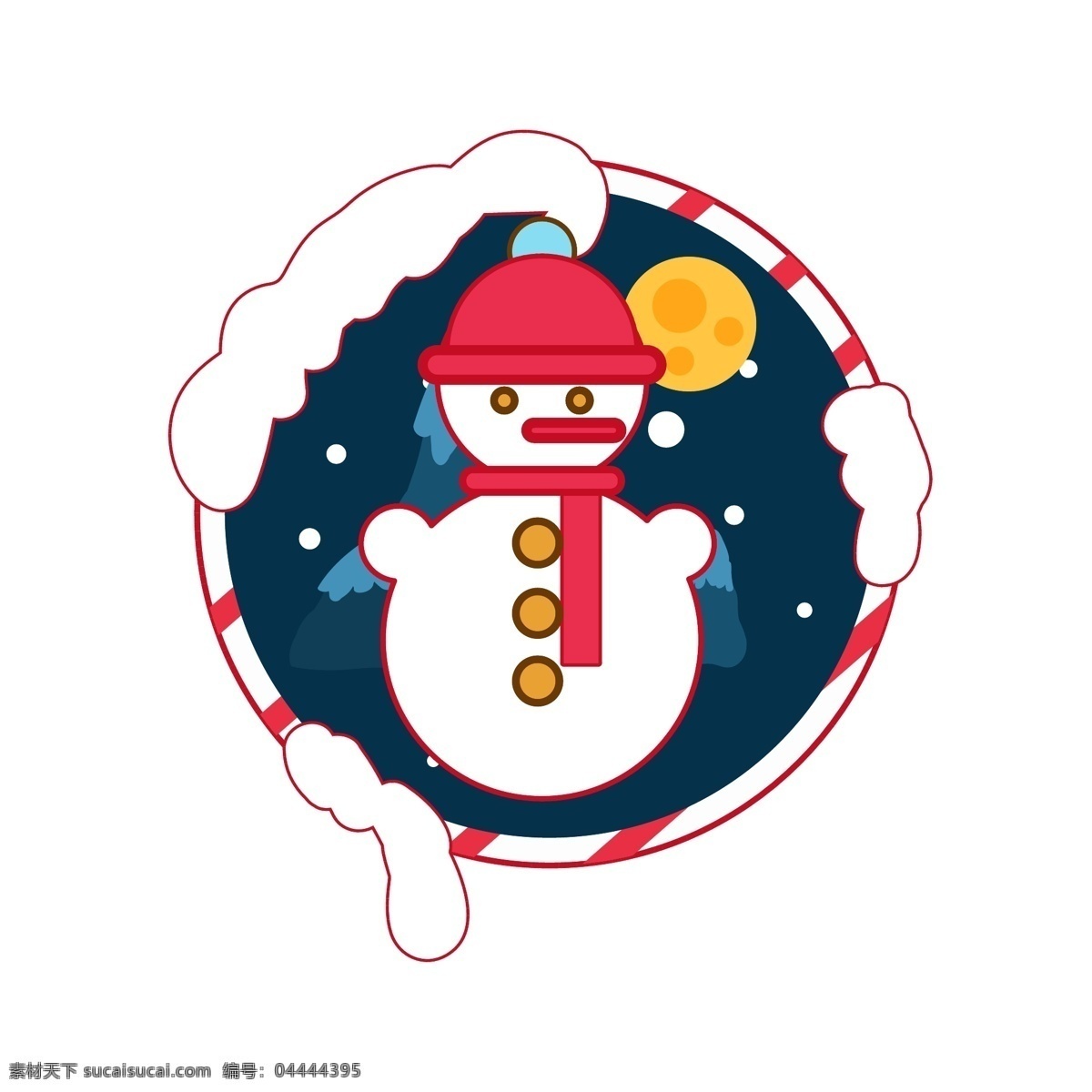 圣诞节 元素 装饰 图标 雪人 蝴蝶结 铃铛 雪花 节日 山 条纹