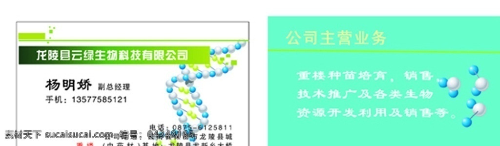 生物科技名片 生物科技 dna链结构 蓝色模板 dna分子 淡绿色线条 名片卡片