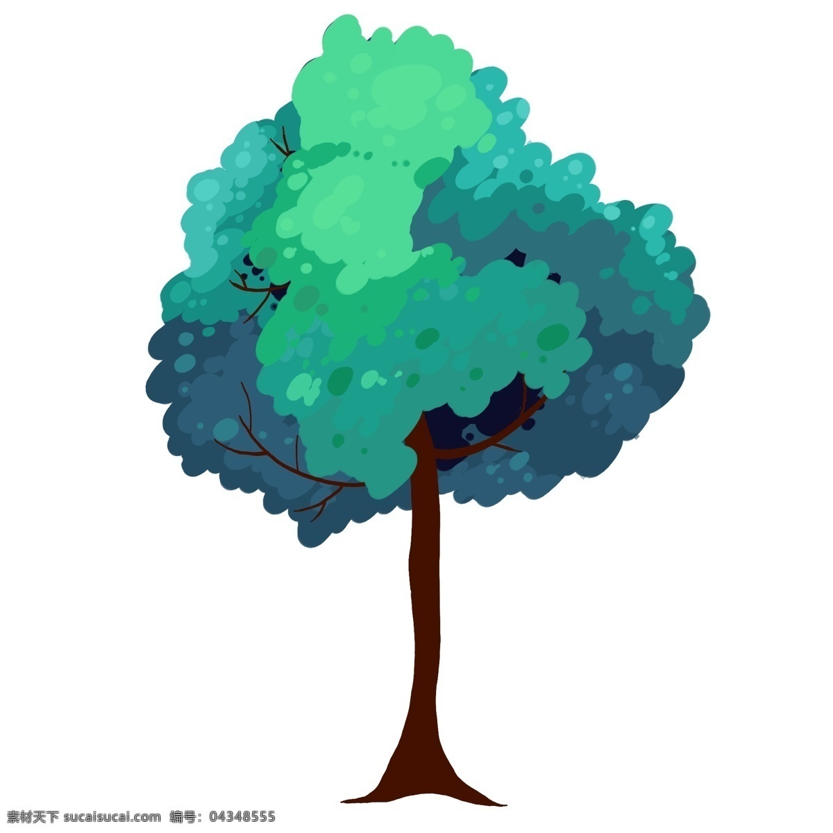 精美 绿色 大树 插画 大树插画 绿色的树叶 卡通植物插画 精美的植物 绿色植物 创意树木