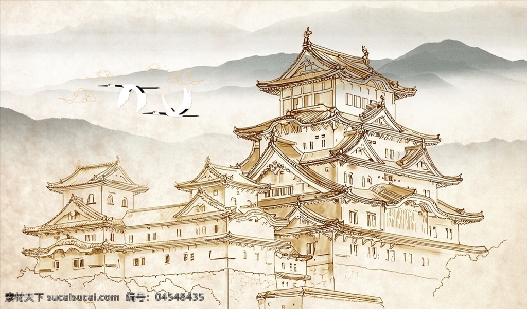 古风建筑图片 古风建筑 手绘插画 卡通 古风 建筑 中国风 古风插画 城墙 古建