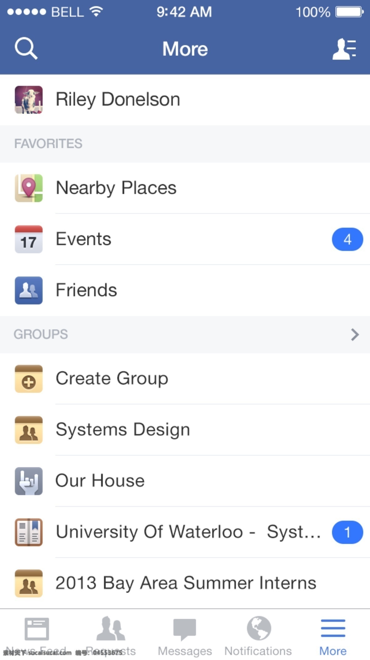 ios7 更多 菜单 程序 facebook iphone 免费 移动 应用程序 用户界面 ui元素 页 更多的 用户界面元素 矢量图