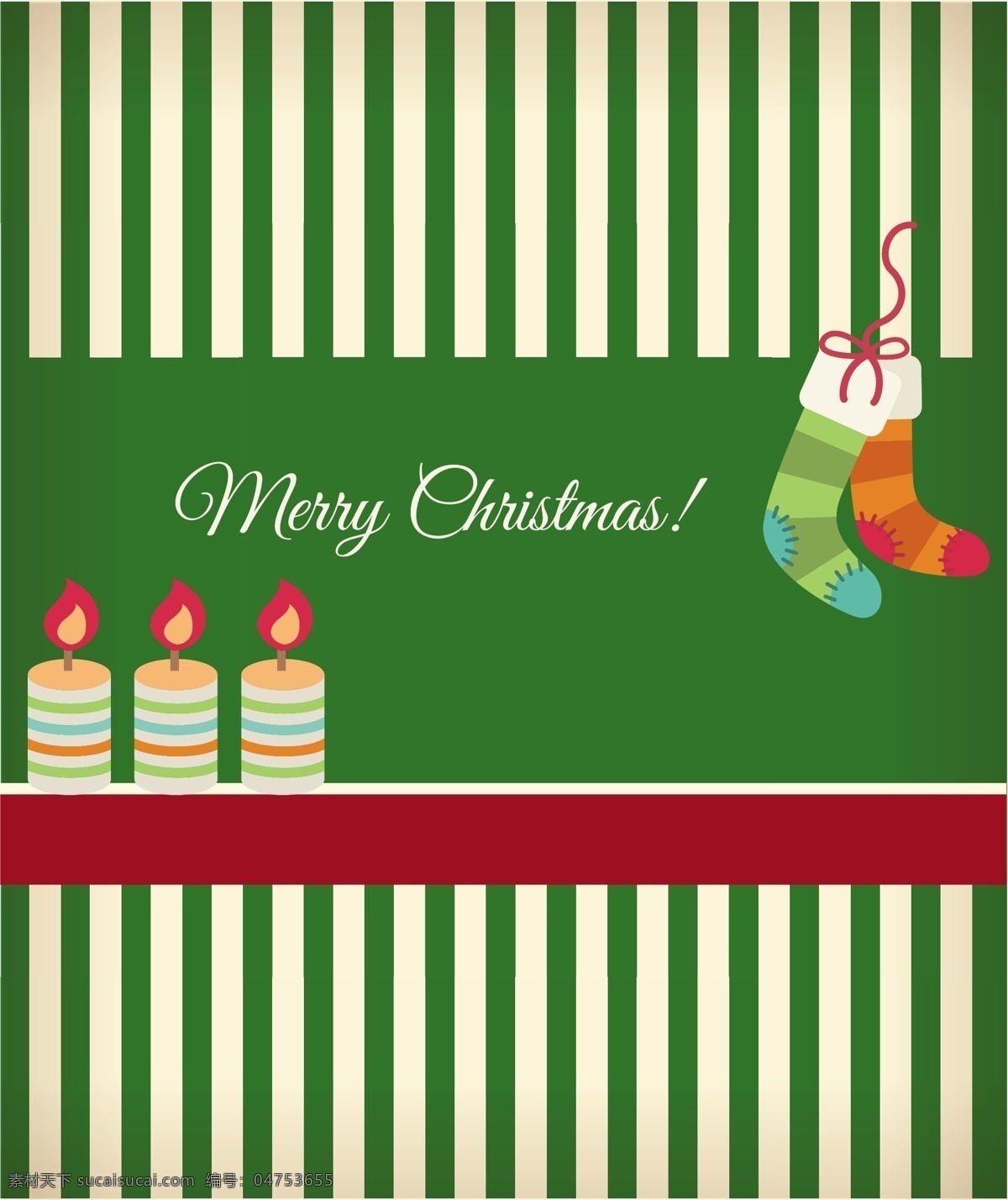 圣诞袜和蜡烛 新年快乐 christmas 2016 圣诞节 元素 平安夜 圣诞节海报 节日背景 卡通 插画 蜡烛 圣诞袜 节日素材 矢量素材
