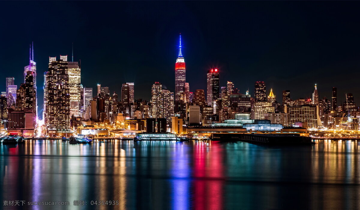 城市夜景 城市 都市 高楼大厦 繁华 现代化 摩天楼 摩天大楼 建筑 灯光 海边 纽约 曼哈顿 布鲁克林 壮观 大都会 发达 倒影 自然景观 建筑景观