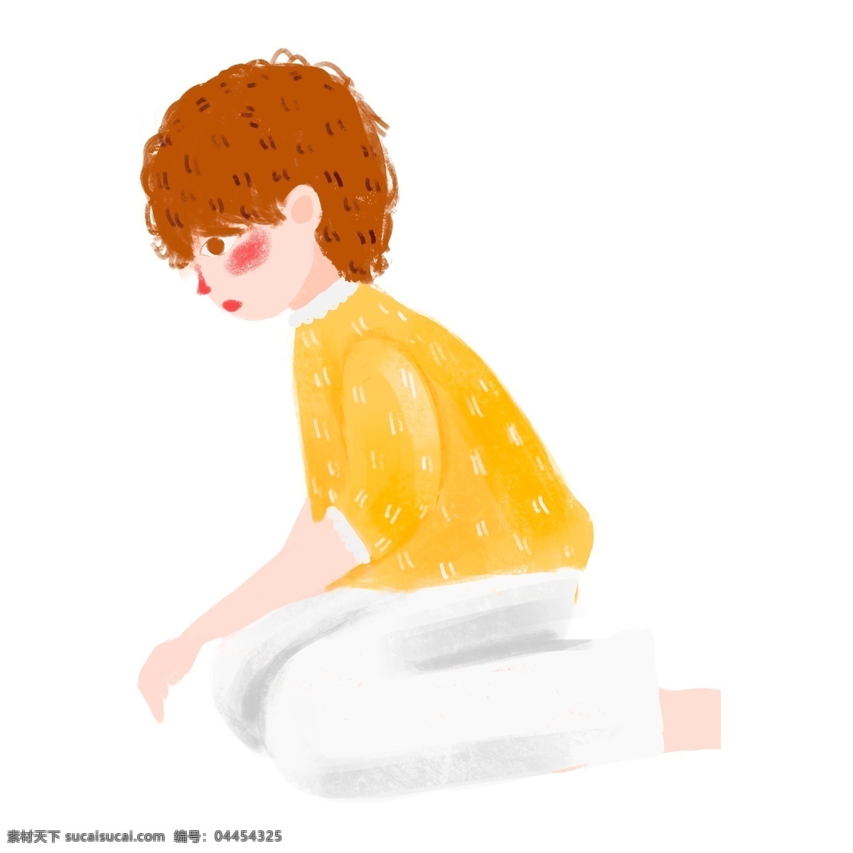 手绘 黄 衣 男孩 形象 人物 可爱风 透明元素 手绘元素 儿童