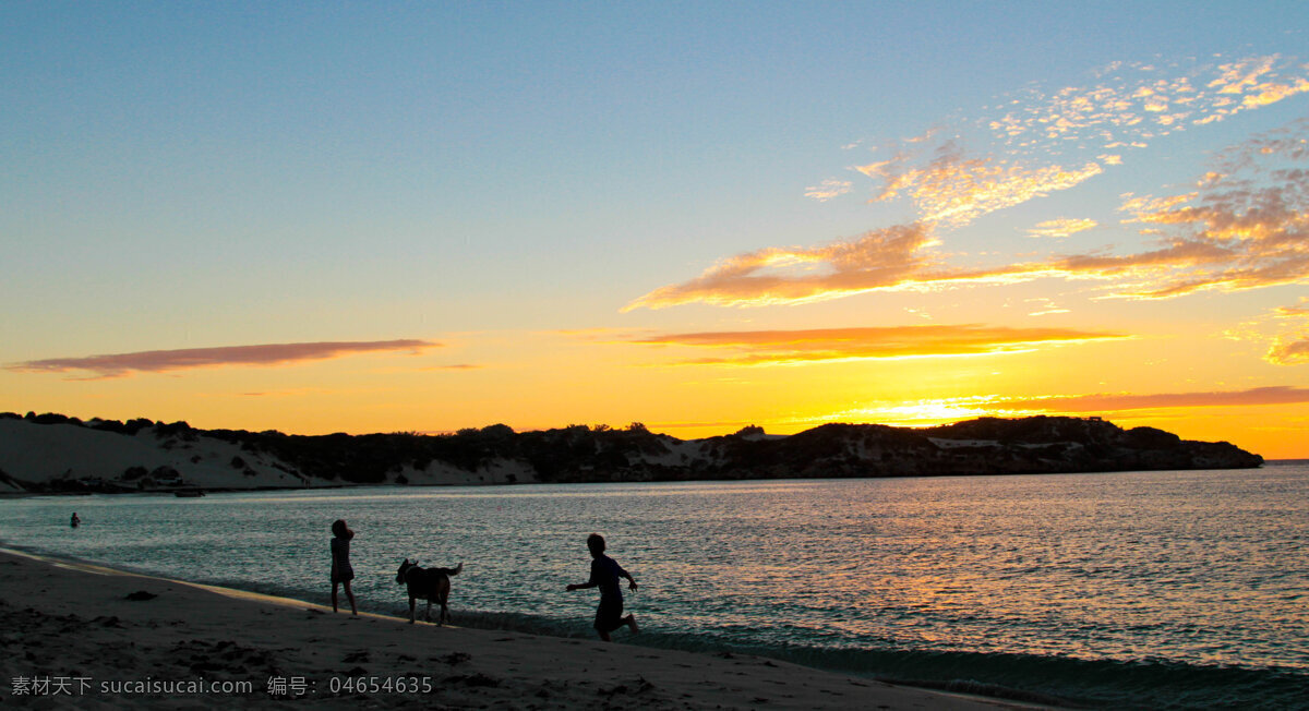 清晨 海边 风景 高清 风景图片 遛狗 健身 锻炼 享受 放松