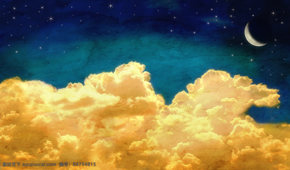云 星空 素材图片 云层 梦幻星空 月亮 月亮摄影 月亮素材 弯月 山水风景 风景图片