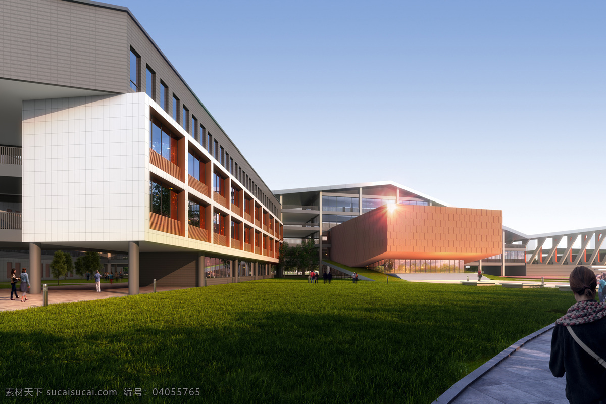 学校免费下载 环境设计 建筑 建筑设计 现代 效果图 学校 装饰素材