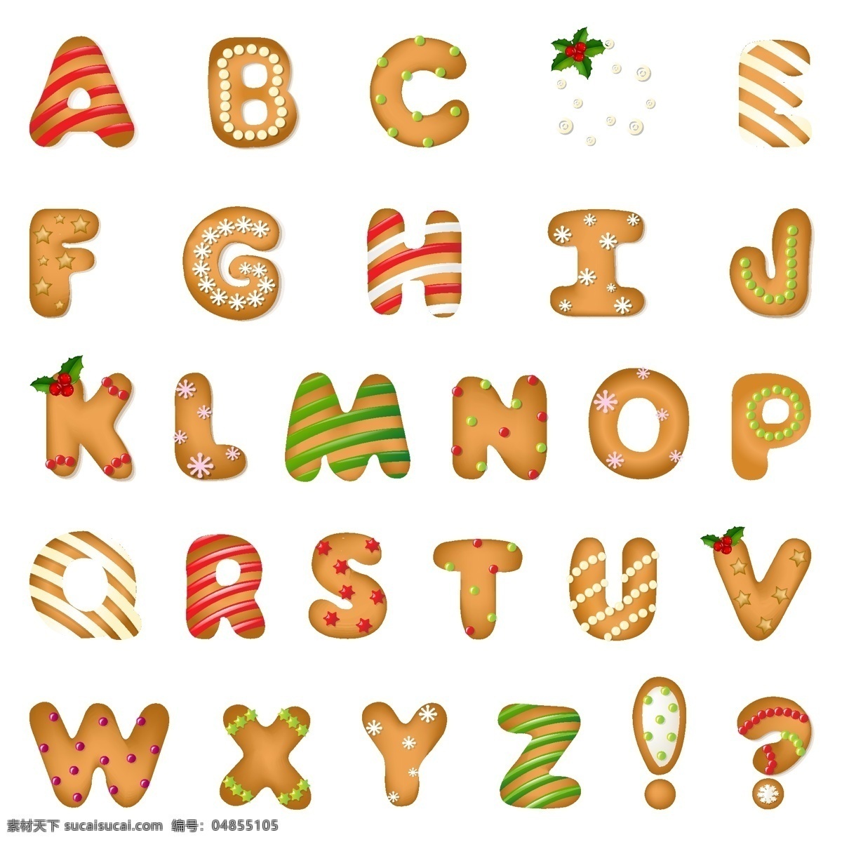 圣诞 饼干 字母 圣诞节 艺术字 符号 英文字母 矢量 高清图片