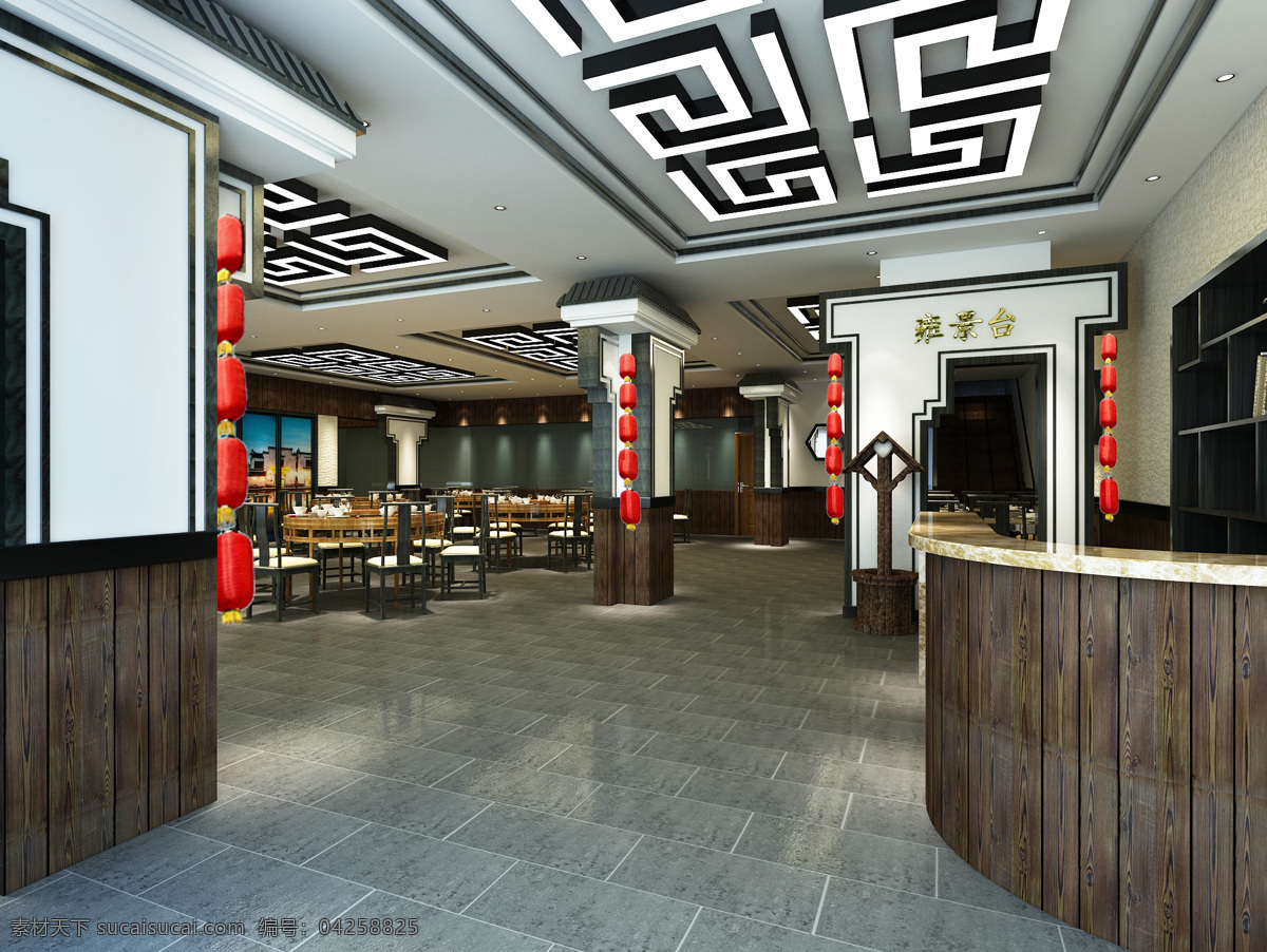中式饭店装修 中式大厅 饭店散客区 创意效果图 室内效果图 室内装修设计 3d效果图 3d设计图 工装 3d设计 3d作品