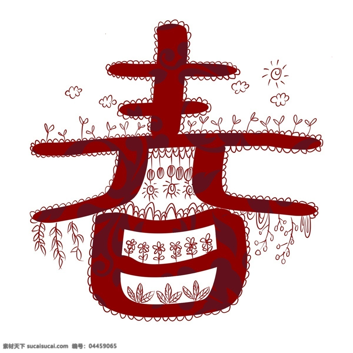 新年 窗花 红色 创意 春 字 节日 春节 新春 字体 手绘春天 春字 窗花剪纸