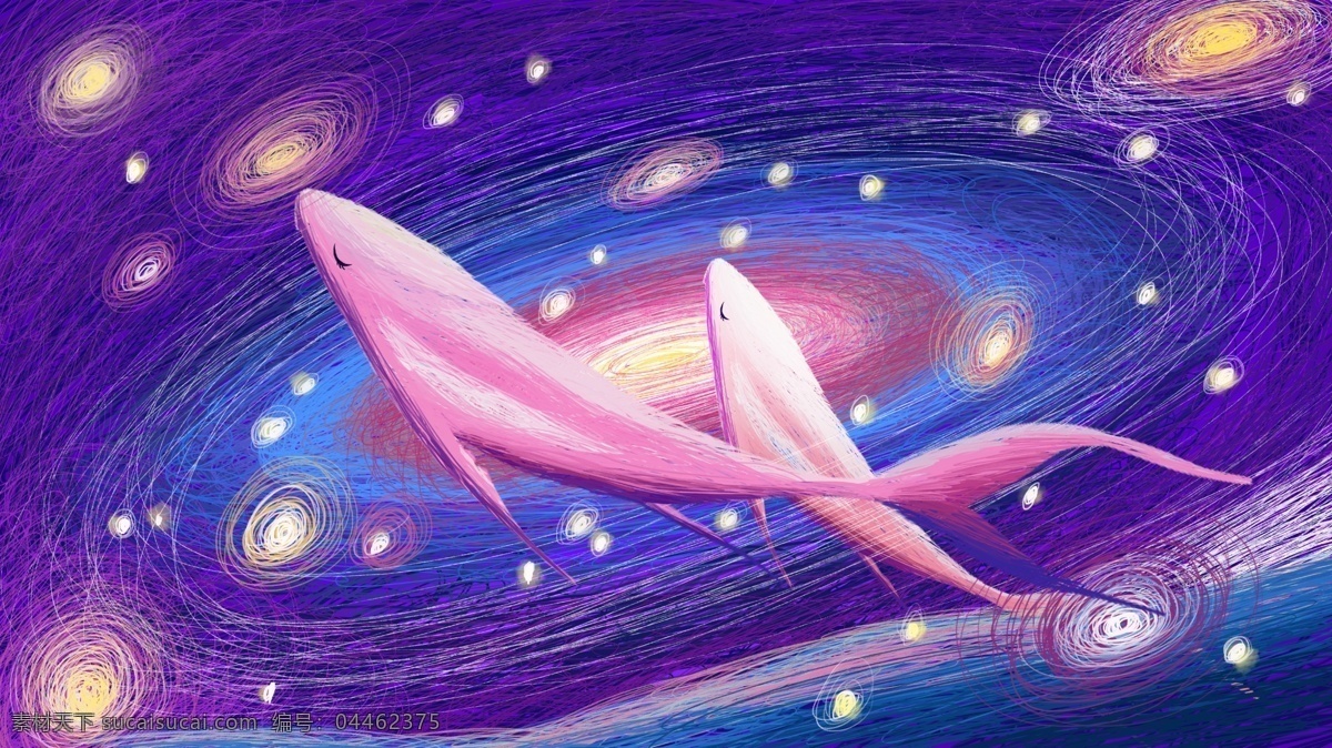 线圈 画 宇宙 星空 鲸鱼 唯美 梦幻 动物 星星 线圈画 治愈系 星云