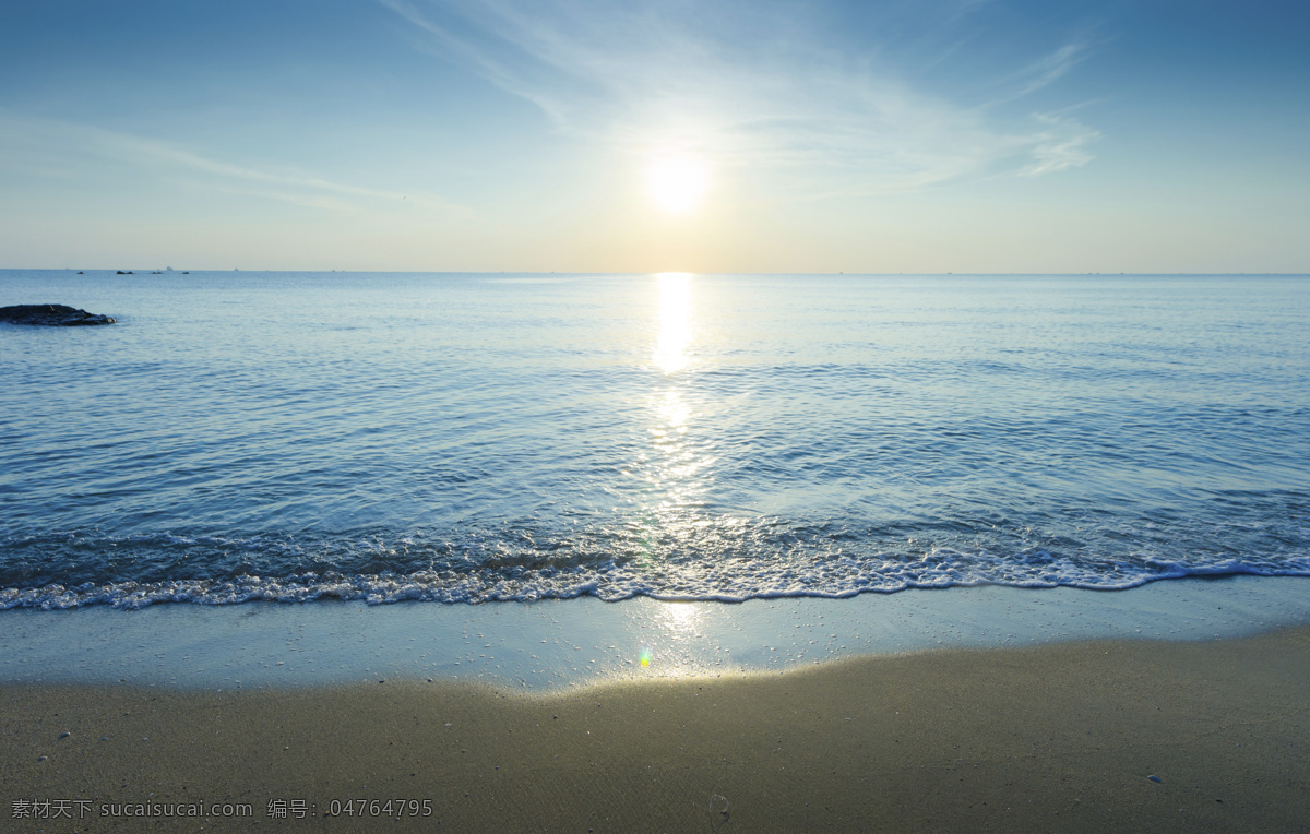 阳光 照耀 下 大海 海浪 浪花 沙滩 蓝天 白云 大海图片 风景图片