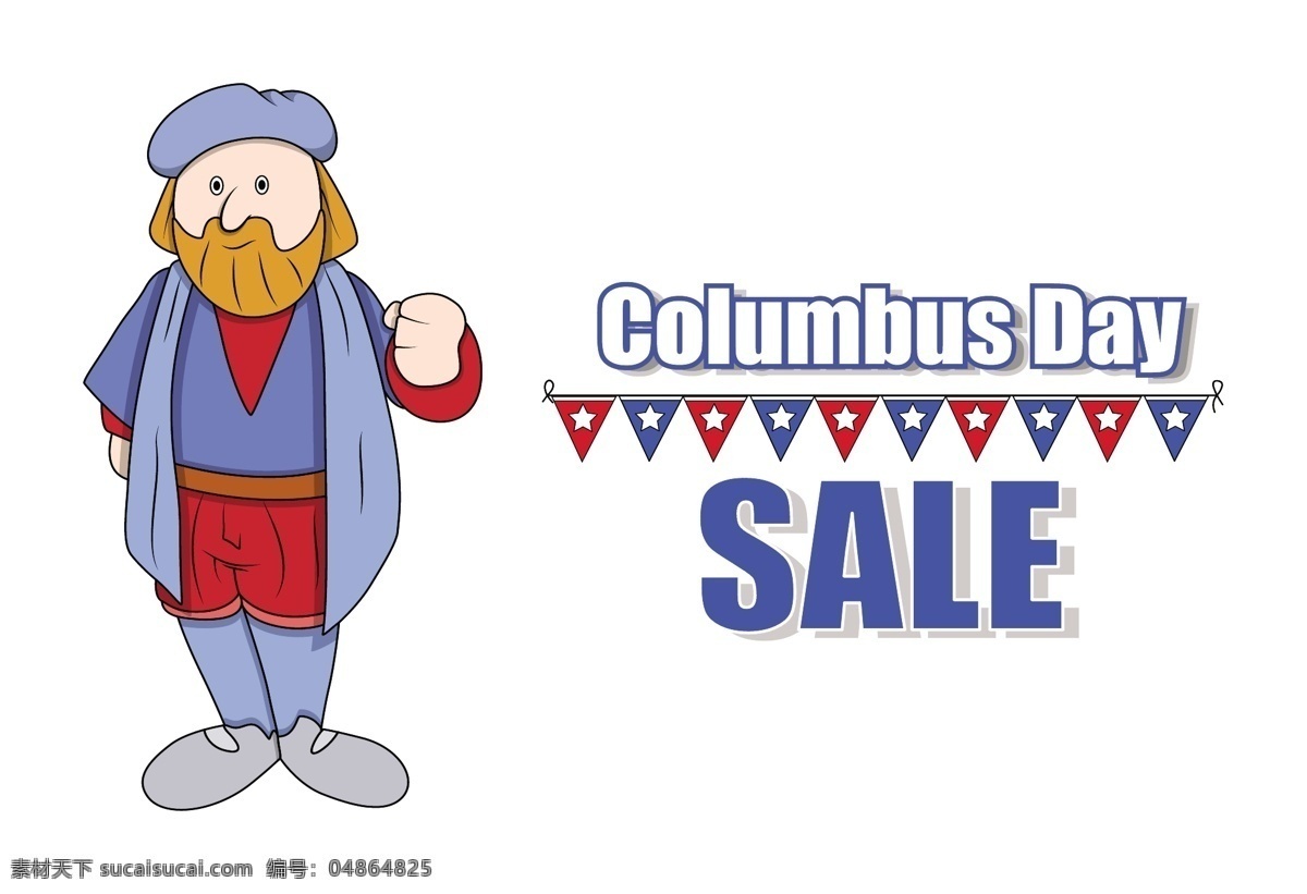 卡通人 哥伦布 出售 横幅 图形 白色