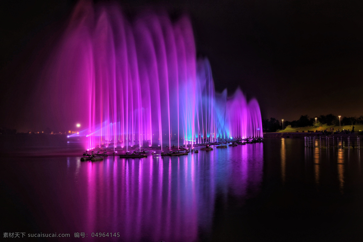 喷泉 城市 装饰 音乐彩 灯 水 建筑 旅游 夜景 自然 自然景观