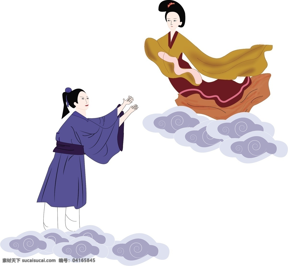 七夕 情人节 中国 风 牛郎织女 古装 男女 矢量 女 浪漫 传统 故事 牛郎 织女