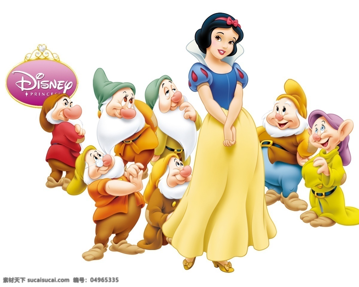白雪公主 七 小 矮 人 七个小矮人 童话 童话故事 矢量 卡通 动漫 分层