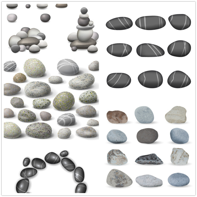 鹅卵石 石头 矢量 石头材质 纹理石块 立体spa 按摩石 矢量素材 白色