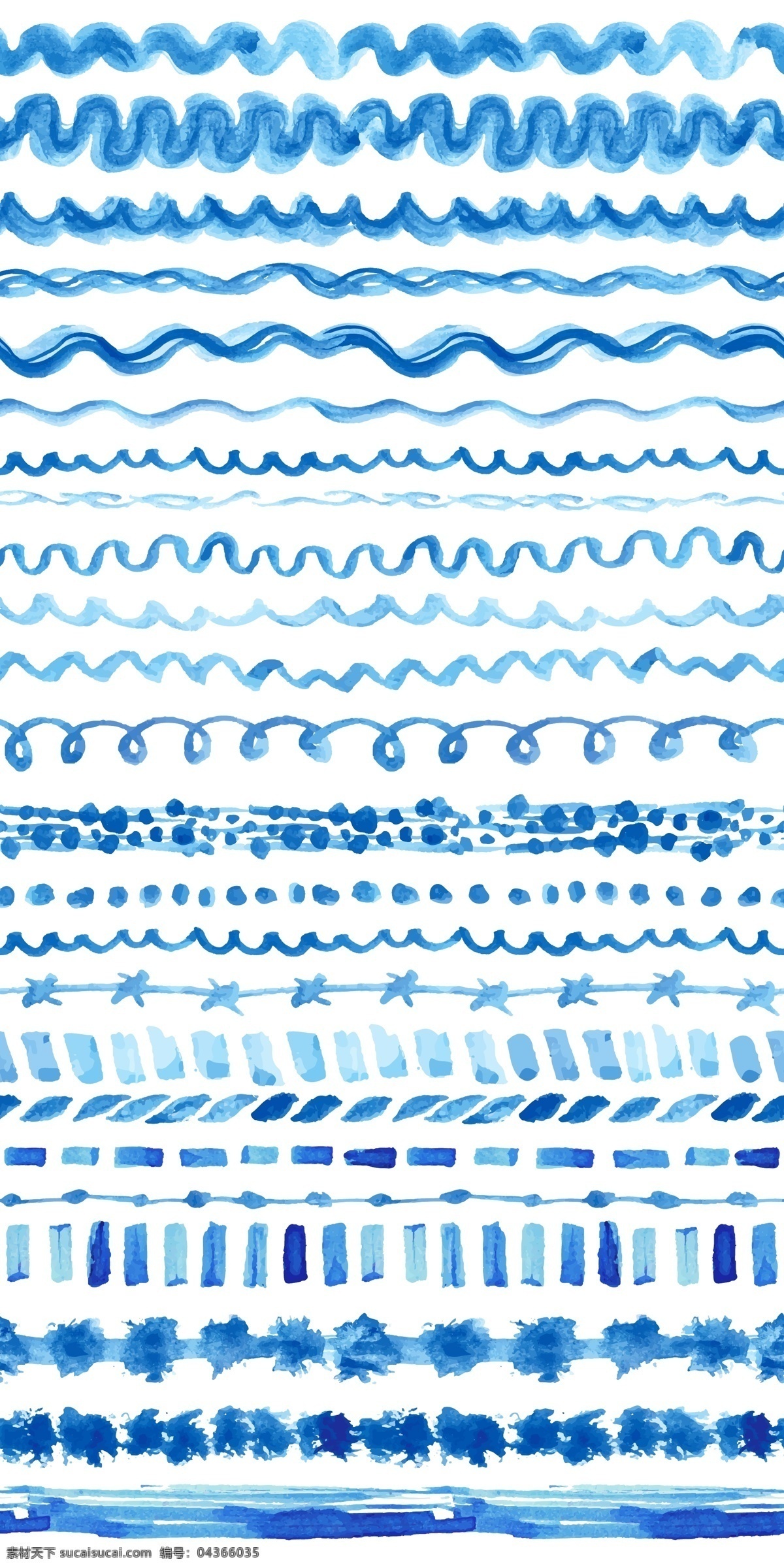 简约 蓝色 水彩 手绘 图案 矢量 直线 线条 装饰 卡通 源文件