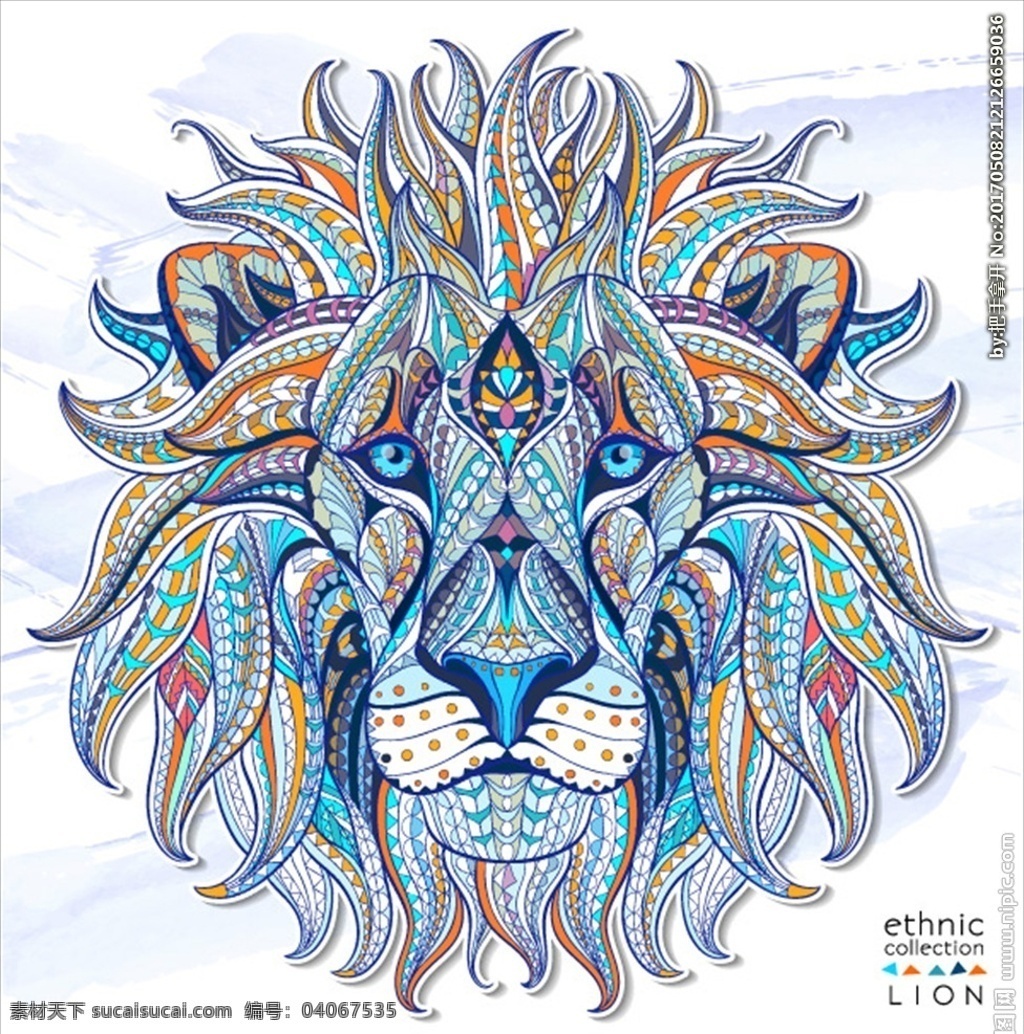 线条狮子 手绘线条狮子 动物 矢量图 元素 大气 花纹边框 广告设计素材