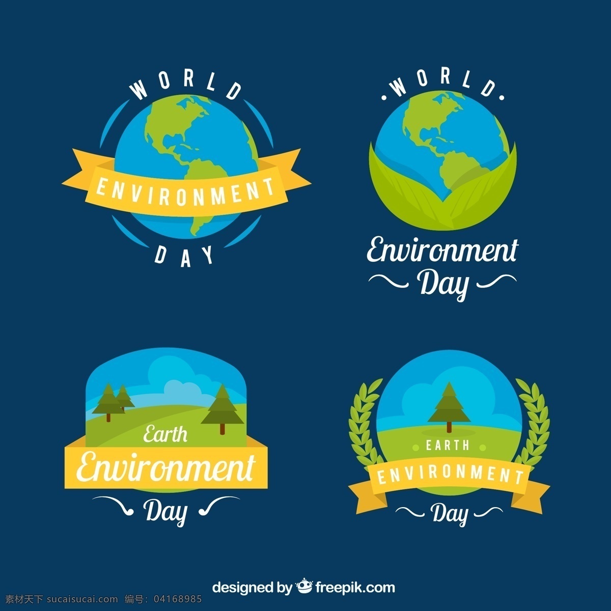 款 创意 世界环境日 标签 矢量 条幅 树木 地球 土地 矢量素材 装饰图案