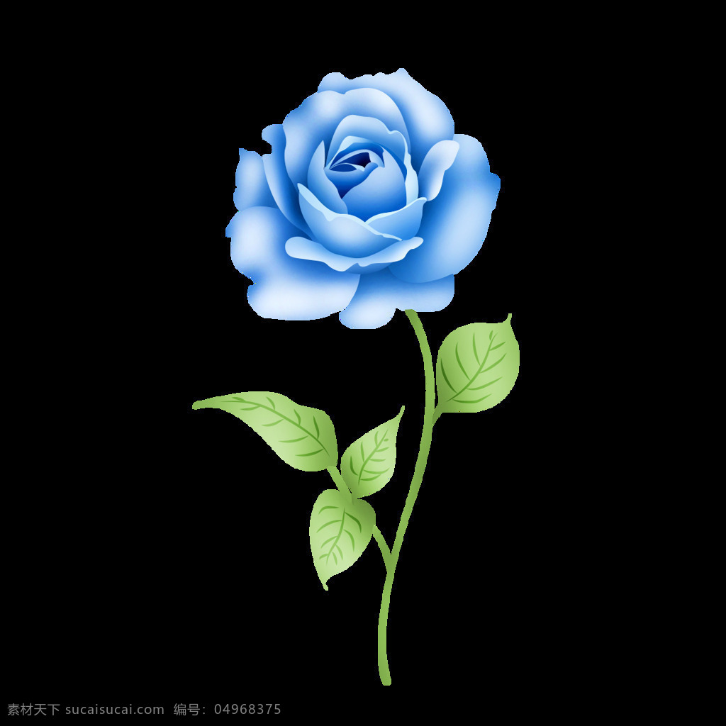 大气 矢量 手绘 蓝色 玫瑰花 支 商用 元素 手绘花 植物 矢量花卉 蓝色玫瑰花 矢量图案 装饰物