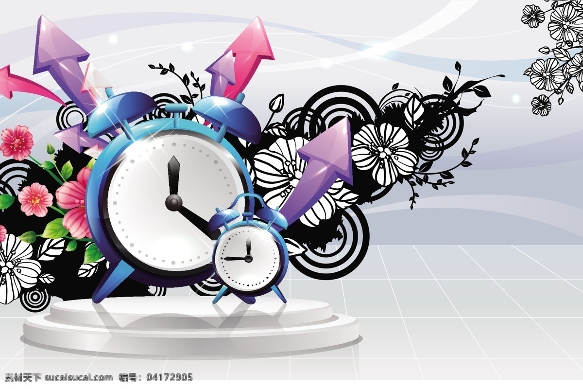 时钟 花朵 创意 创意设计 矢量图 其他矢量图
