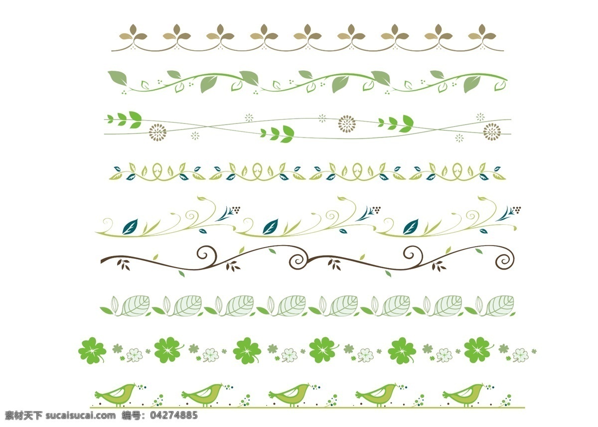 装饰 线 模板 花线 绿色 线条 植物 图案 清新