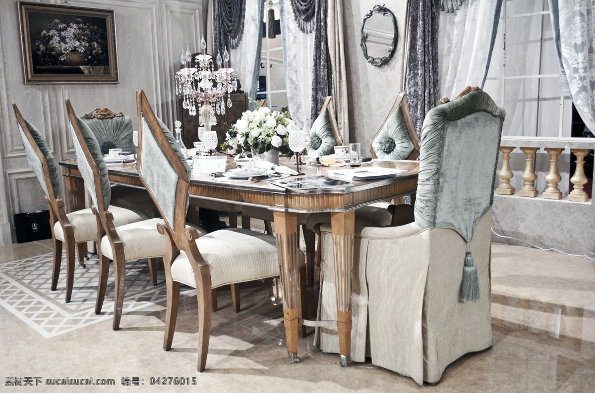 餐桌 窗帘 复古家居 建筑园林 欧式餐桌 欧式风情 室内摄影 台子 餐桌台子 西餐 椅子 台布 装饰素材