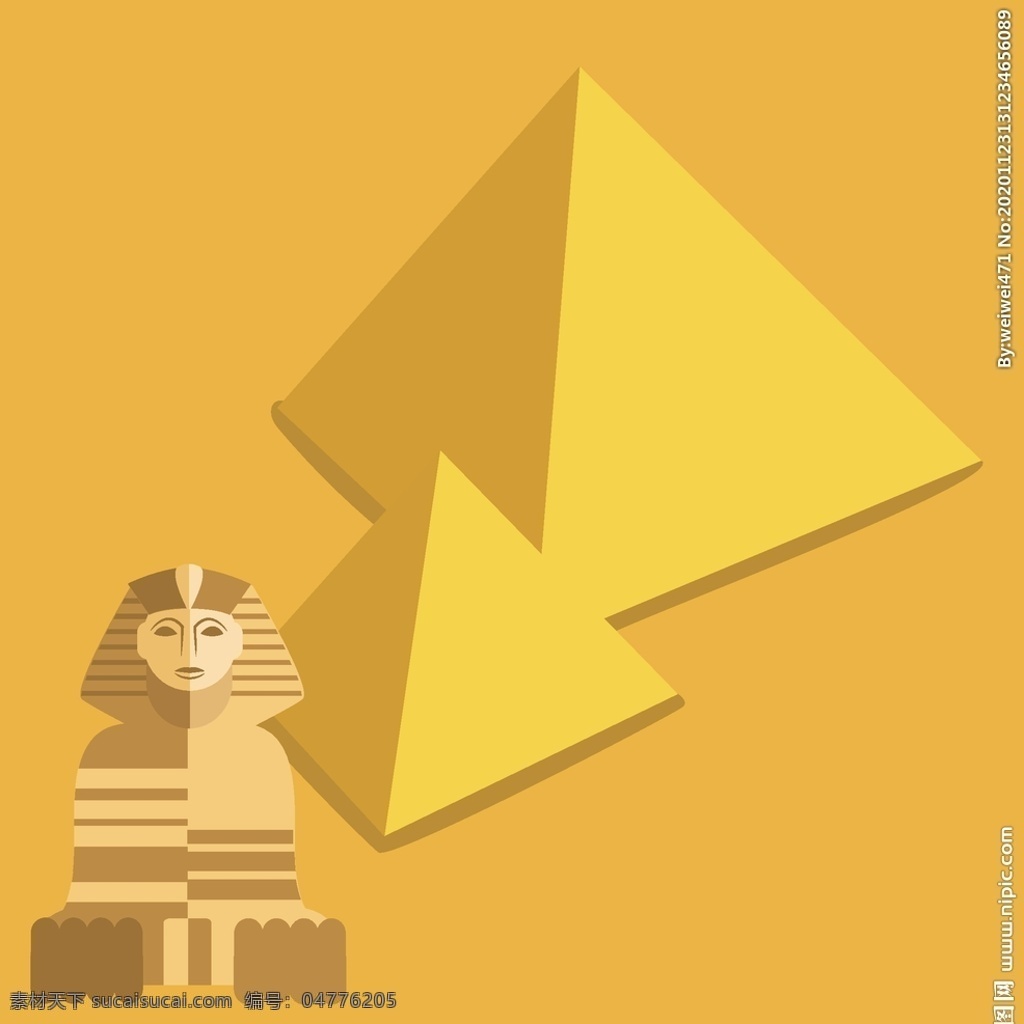狮身人面像 金字塔 埃及 埃及名胜 埃及代表 埃及地标 卡通 卡通设计