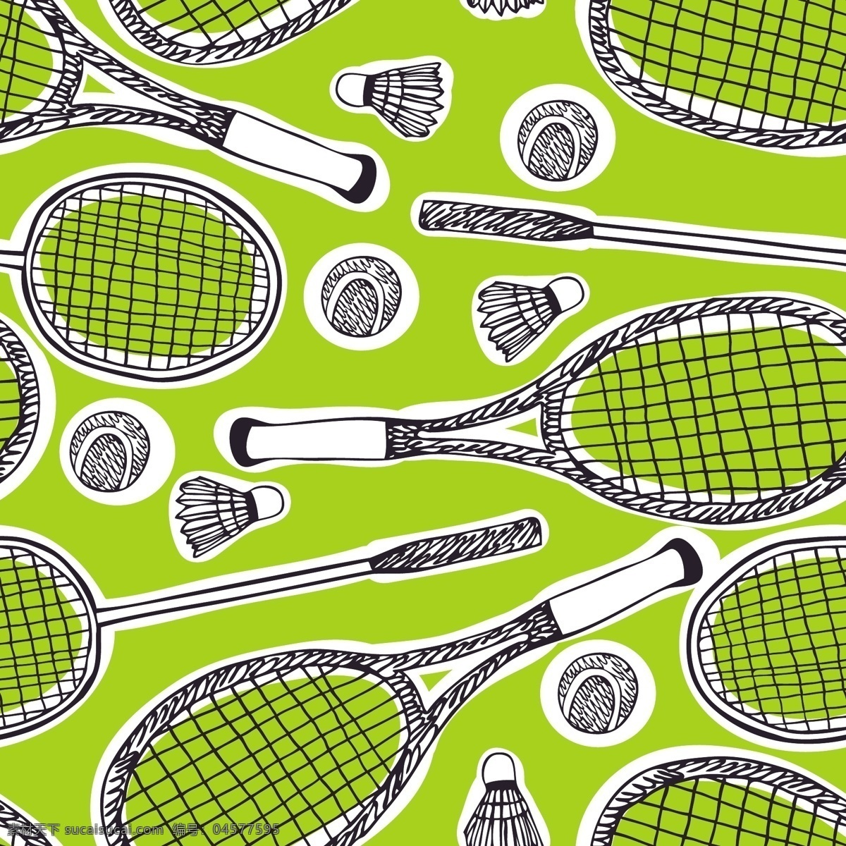 羽毛球 手绘 体育 体育用品 体育运动 文化艺术 矢量 模板下载