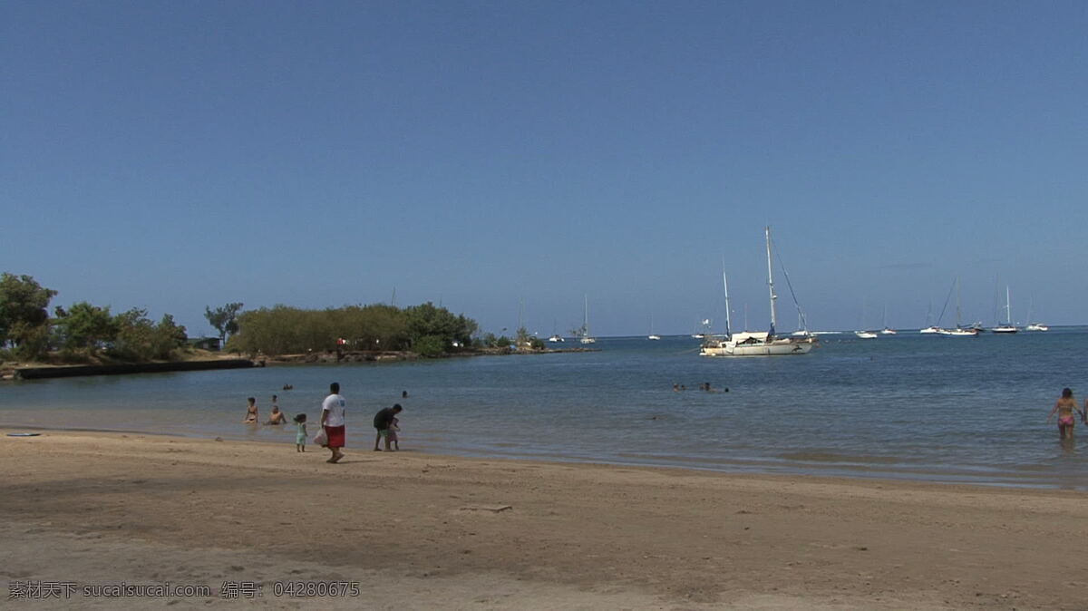 帕皮提 海滩 船 股票 视频 塔希提 法属波利尼西亚 岛屿 海洋 热带 海 水 湾 沙 孩子 人 帆船 avi 灰色