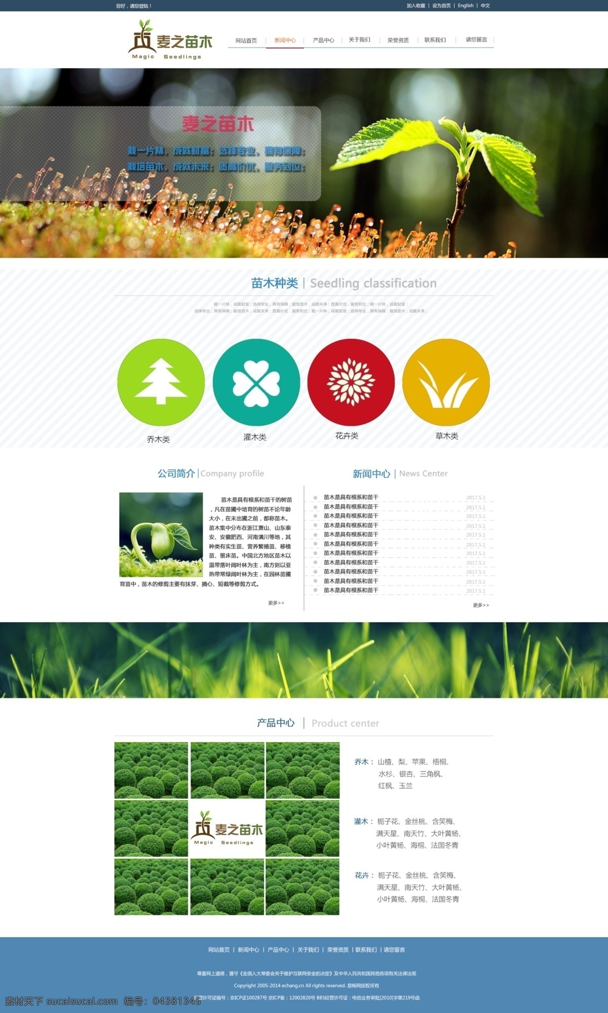 绿色植物 页面 页面设计 苗木 植物 首页 网站 首页模板 简约